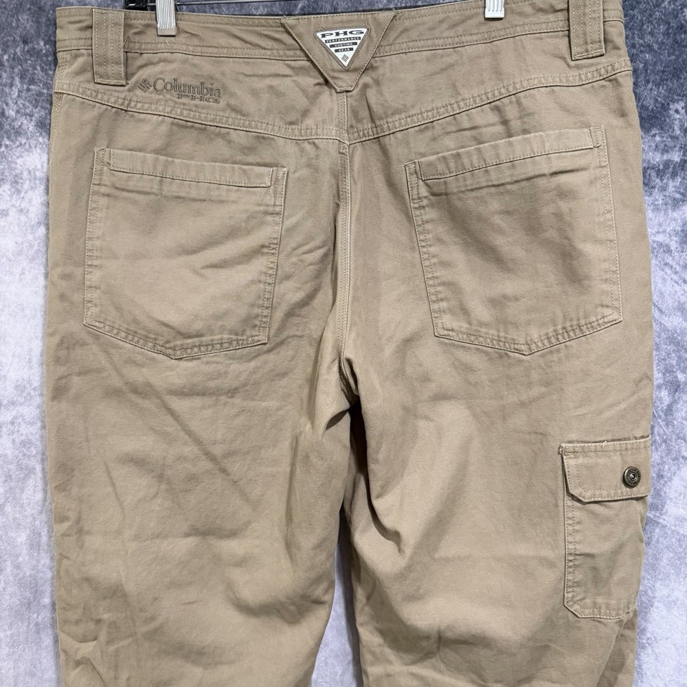 LL Bean PFG Pants Men's 38x32 Beige Flannel Lined Wide Leg Workwear Hunt Hike‎